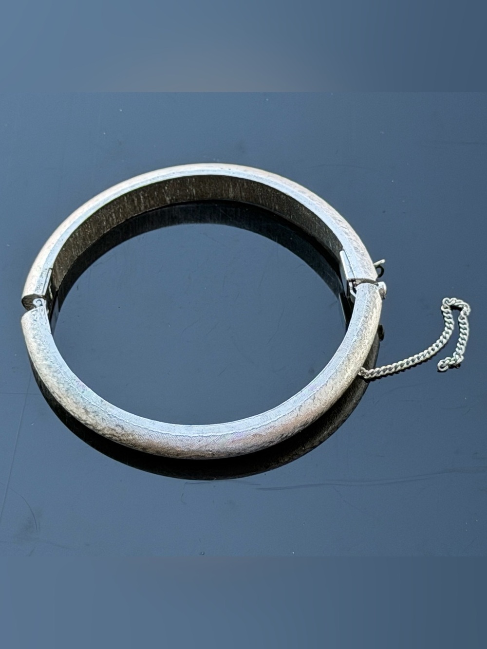 VTG Crown Trifari Silver Textured Bangle - Read Description (Broken Safety)